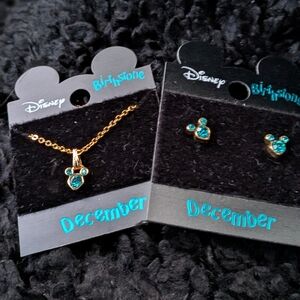 Disney December Birthstone Necklace and Earrings Set